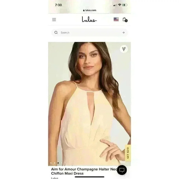 NWT LULUS Aim for amour champagne halter maxi dress, medium. NWT - Picture 4 of 13